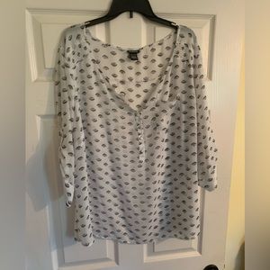 Eye print black and white blouse, torrid size 3